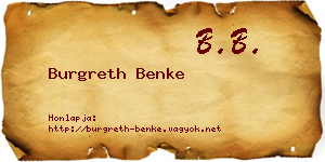 Burgreth Benke névjegykártya